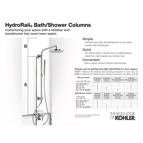 Kohler Hydrorail S Bath And Shower Column Reviews Wayfair Canada